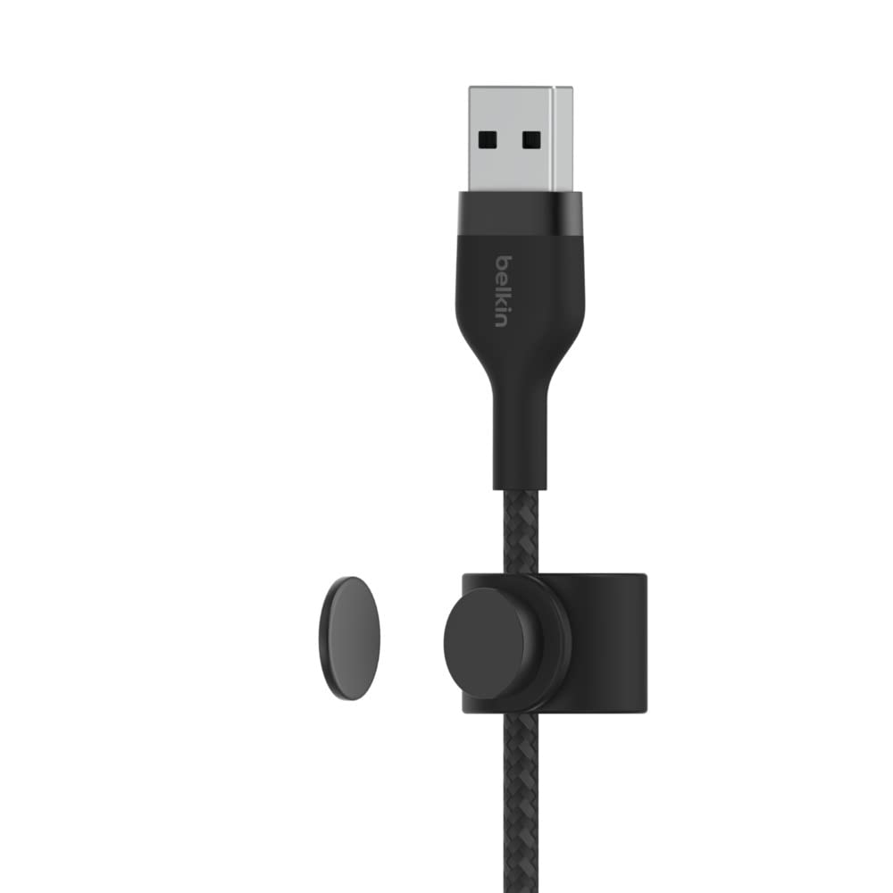 Belkin BoostCharge Pro Flex Braided USB Type A to Lightning Cable (2M/6.6FT), MFi Certified Charging Cable for iPhone 14/14 Plus, 13, 12, Pro, Max, Mini, SE, iPad and More - Black 2M