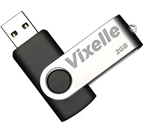 Vixelle 5 Pack 2GB High Speed USB 2.0 Flash Drives – 360° Swivel Metal Style USB Memory Sticks with Keychain Loop – 2GB USB Stick Pen Drive Bulk Pack for PC, Mac, TV, Car Audio – Black