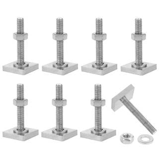 8 Pieces Roof Rack Bolts, Stainless Steel Roof Bolts M6 T Track Adapter Bolt with Nut Washer 20x20mm Square Sliding Blocks for Roof Rack Rail Carrier