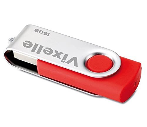 Vixelle 3 Pack 16GB High Speed USB 2.0 Flash Drives – 360° Swivel Metal Style USB Stick Pen Drive with Keychain Loop – 16GB USB Memory Sticks Bulk Pack for PC, Mac, TV, Car Audio – Red 3 Pack Red