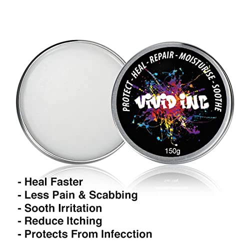 Vivid Inc Tattoo Aftercare Butter - Healing Cream, Balm - Brightens, Moisturises, Enhances Tattoo Colours, Promotes Healing & Protects - 150g