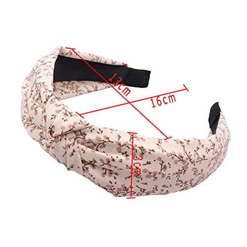 Women's Headbands Boho Hair Band Vintage Elastic Printed Head Wrap Stretchy Moisture Hairband Twisted Cute Hair Accessories (ArchSmalFlower6) ArchSmalFlower6