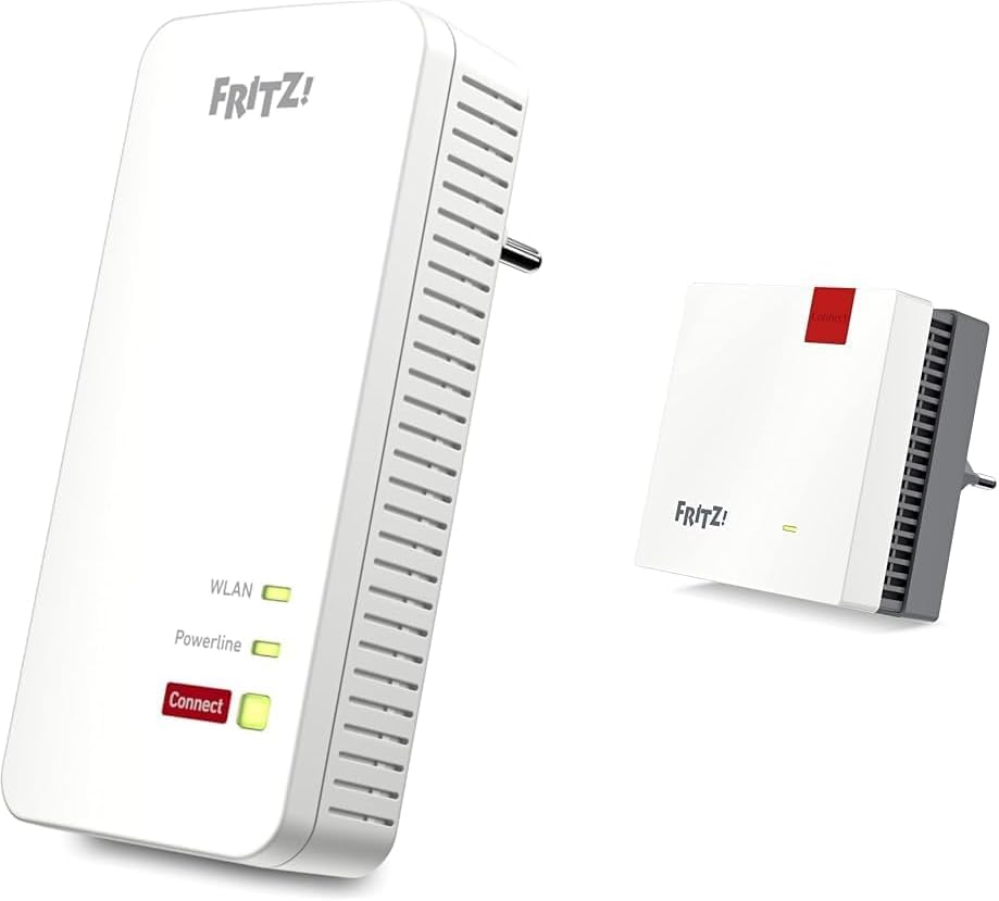 AVM FRITZ! Repeater 1200 AX (Wi-Fi 6 repeater) equipped with two radio units 5 GHz band (up to 2,400 Mbps), 2.4 GHz band (up to 600 Mbps), German-language version) Wi-Fi Repeater Single