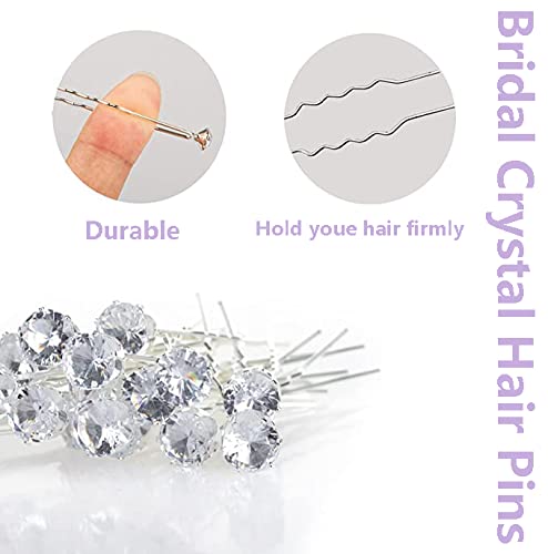 40 Pack Bridal Wedding Hair Pins Rhinestone Hair Clips Accessorie U shaped hair Clips Crystal Hair Pins Wedding Hair Accessories for Women and Girls