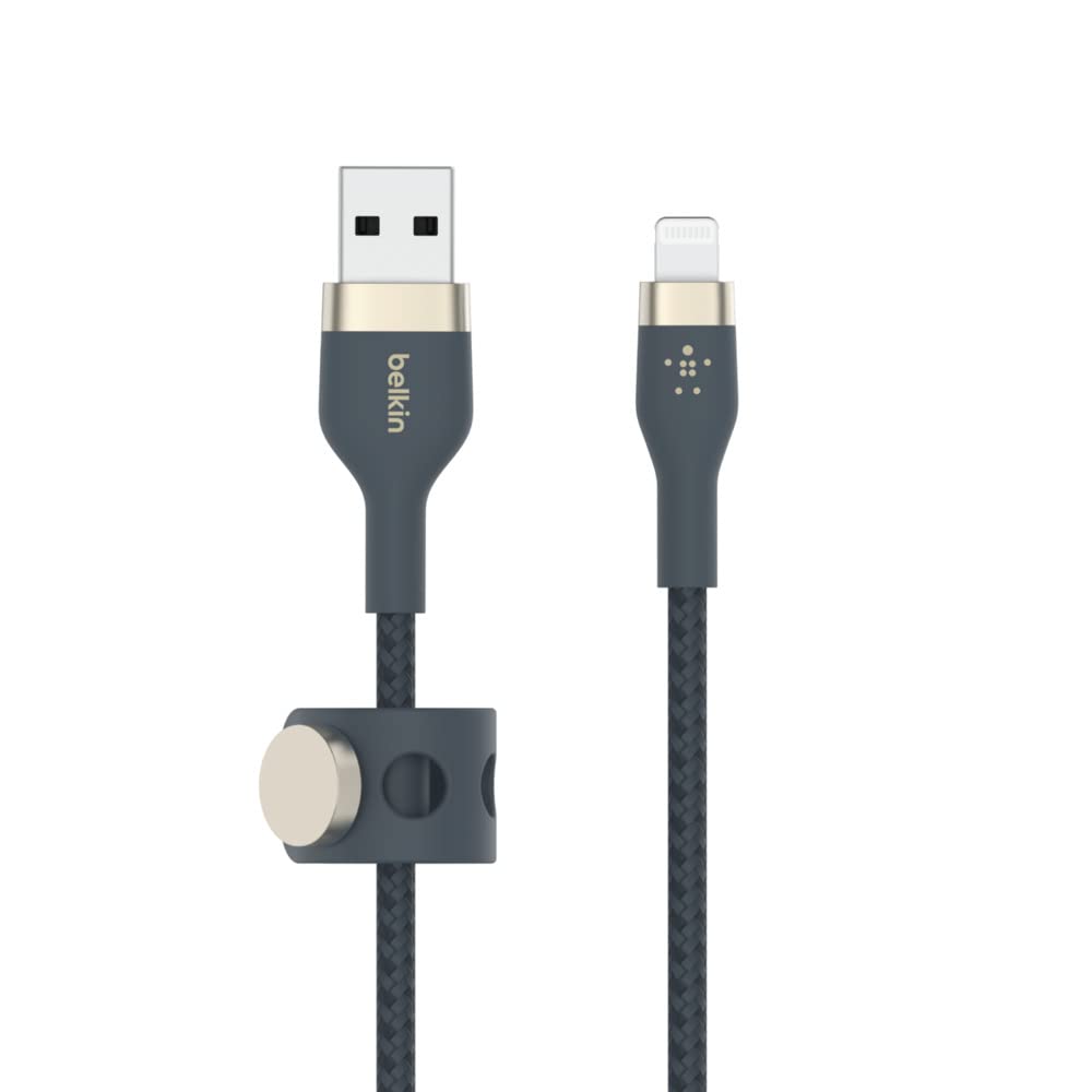 Belkin BoostCharge Pro Flex Braided USB Type A to Lightning Cable (3M/10FT), MFi Certified Charging Cable for iPhone 14/14 Plus, 13, 12, Pro, Max, Mini, SE, iPad and More - Blue 3M