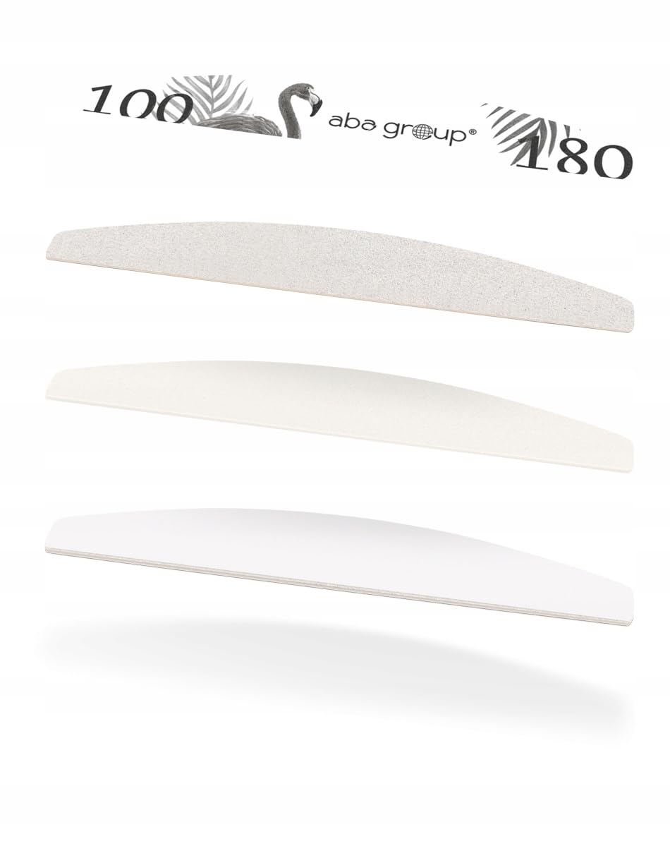 Aba Group 10 Pack 100/180 Professional Nail Files Half-Moon Standard, Double-Sided Nail Files, Nail Files for Gel Nails, Disposable Nail Files Set, Various Grain Shapes, Made in EU Grey 4mm - 10 Stück