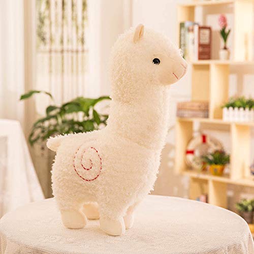 XIAOHONG 46CM Alpaca Plush Toy, Llama Stuffed Animal Large Llamacorn Alpaca Doll Plushie Hug Pillow Soft Fluffy Cushion White Plush Stuffed Alpaca Doll Toys Kids Gifts