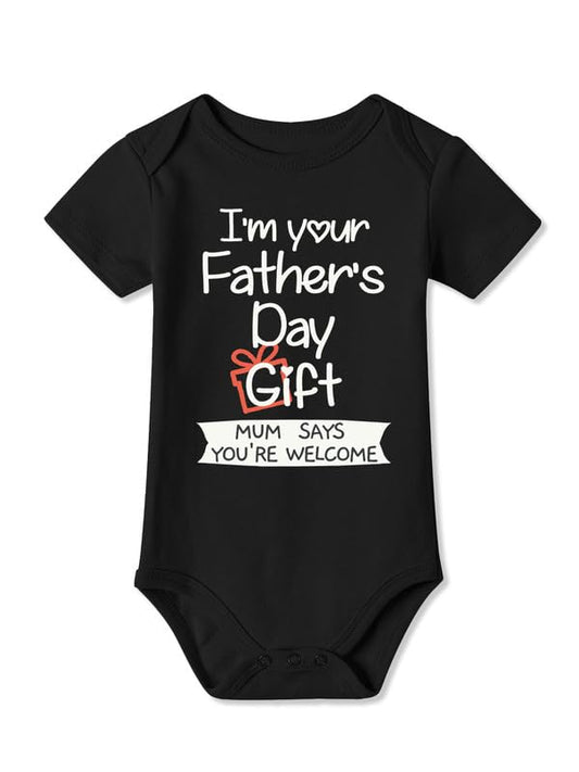 BesserBay Baby Bodysuit Short Sleeve First Fathers Day Onesie Gift 0-12 Months Black | I'm Your Fathers Day Gift 0-3 Months