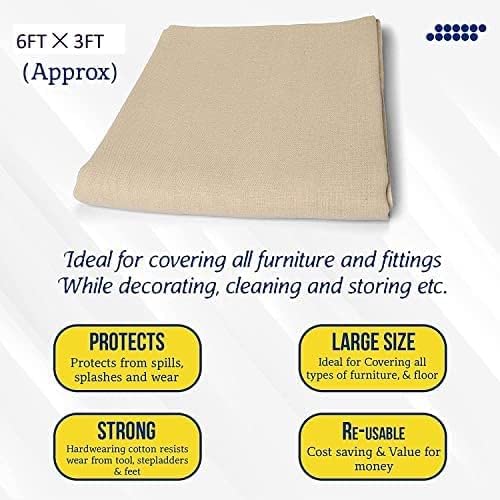 2 x Laminated Cotton Dust Sheets for Painting & Decorating 6'x3' (1.8mx0.9m) | Paint Sheets | Drop Cloth | Painting & Paint Cover Sheets | Dust Sheets for Furniture | Reusable (2) 2