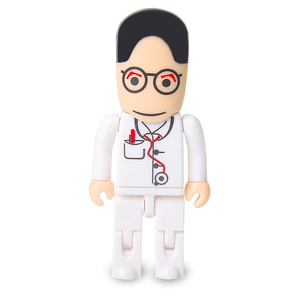 USB Flash Drive 64GB Cartoon Doctor Model USB Drives USB 2.0 Memory Stick Thumb Drive for External Data Storage, White 64GB white doctor model