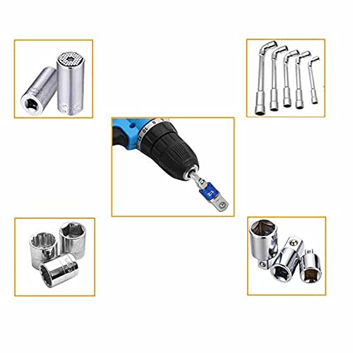 BDHI 1/4" 3/8" 1/2" Hex Shank Socket Adapter Extended Impact Electric Drill Bit Tool(D01-3)