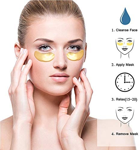 AIQIUSHA 24K Under Eye Treatment Masks, Natural Gel Eye Masks, Under Eye Gel Patches for Dark Circles, Anti Wrinkle, Puffy Eyes, Skincare, Hydrating, Soothing - 25 Pairs | Independent Package