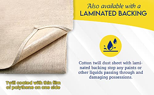 2 x Laminated Cotton Dust Sheets for Painting & Decorating 6'x3' (1.8mx0.9m) | Paint Sheets | Drop Cloth | Painting & Paint Cover Sheets | Dust Sheets for Furniture | Reusable (2) 2