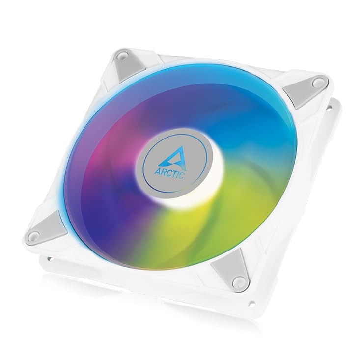 ARCTIC P14 PWM PST A-RGB - PC Fan, 140mm Fan, PC Case Fan, Optimised for Static Pressure, Semi-Passive: 200-1900 rpm (0 rpm <5%), 5V 3 Pin A-RGB LED, Single Fan - White