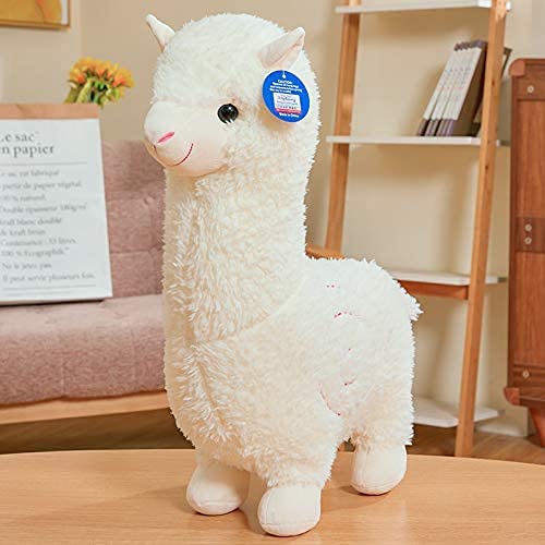 XIAOHONG 46CM Alpaca Plush Toy, Llama Stuffed Animal Large Llamacorn Alpaca Doll Plushie Hug Pillow Soft Fluffy Cushion White Plush Stuffed Alpaca Doll Toys Kids Gifts