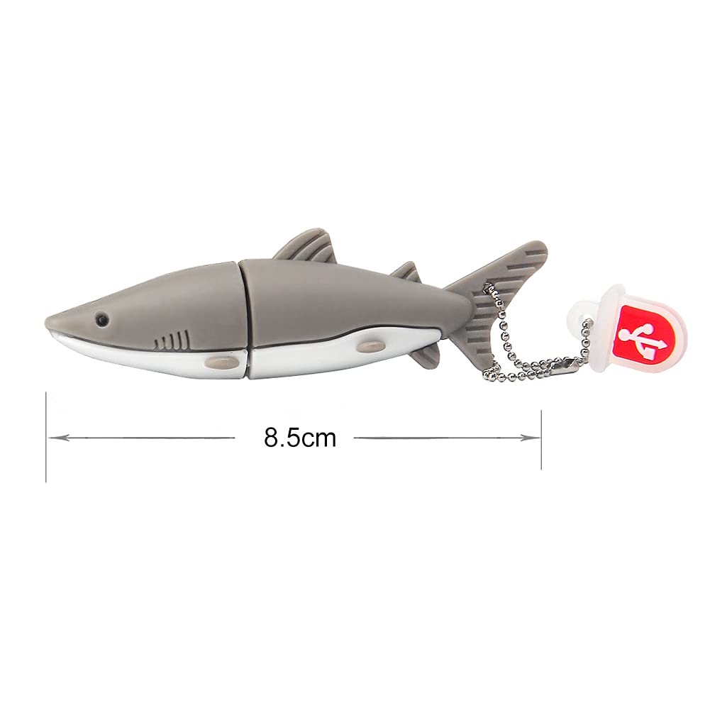 USB Flash Drive 32GB Cute Grey Shark Shaped USB Drive USB 2.0 Memory Stick Thumb Drives for External Data Storage 32GB grey shark model