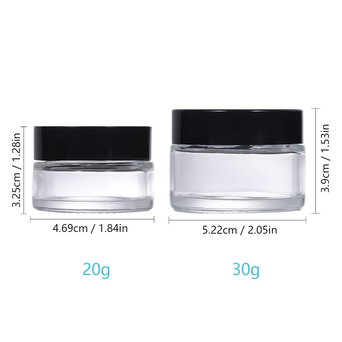 6 Pack 20ml Glass Cosmetic Jars,Empty Refillable Jars with Screw On Lids and White Liners,Cosmetic Containers Travel Cream Pots for Cosmetics,Powder,Lotion,Creams and Essential Oils 6 X 20ml