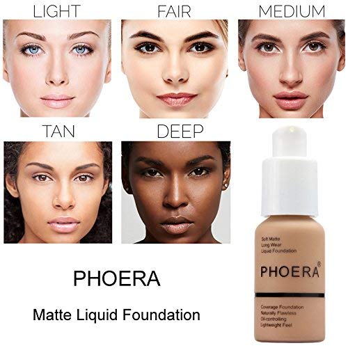 5PCS Liquid Foundation Set Matte Liquid Full Coverage Foundation with Face Primer Foundation Brush Makeup Sponge Makeup Set (#102) 1 count (Pack of 1) #102