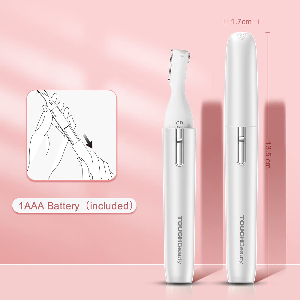 TOUCHBeauty Electric Eyebrow Trimmer, Eyebrow Hair Remover, Painless Facial Hair Trimmer for Women, Portable Ladies Shaver AG-1658 (White) White