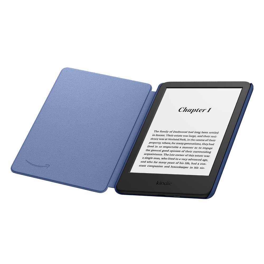 Amazon Kindle Case, Thin and Lightweight, Foldable Protective Cover - Fabric Blue