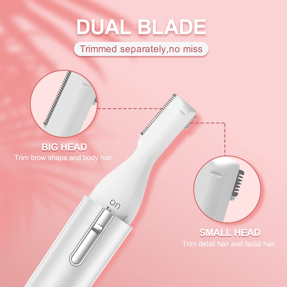 TOUCHBeauty Electric Eyebrow Trimmer, Eyebrow Hair Remover, Painless Facial Hair Trimmer for Women, Portable Ladies Shaver AG-1658 (White) White