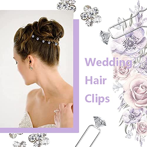 40 Pack Bridal Wedding Hair Pins Rhinestone Hair Clips Accessorie U shaped hair Clips Crystal Hair Pins Wedding Hair Accessories for Women and Girls