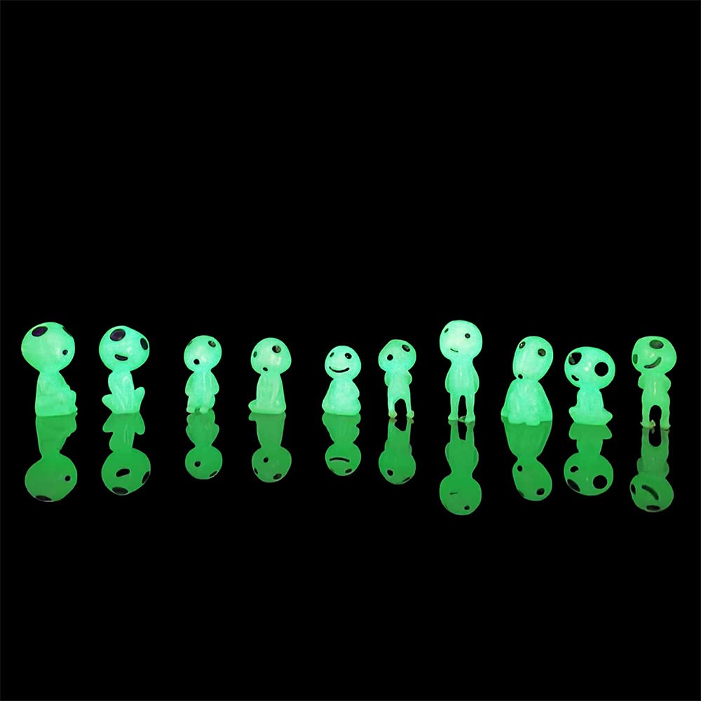 Zueyen 10 Pcs Different Fairy Garden Accessories Glow in Dark Tree Elves Garden Decor Miniature Luminous Ghost, Mononoke Luminous Tree Elves Spirit Kodama Gardening Potted Decoration Micro Landscape