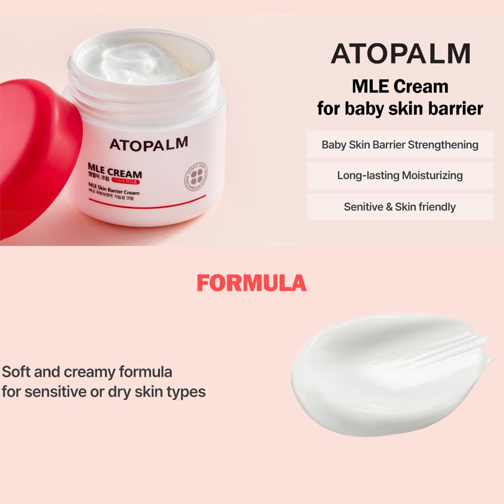 ATOPALM MLE Cream(2.2 Fl Oz) for Sensitive Skin, 48 Hrs Long Hydration, Strengthening Skin Barrier, Redness, Eczema, Ceramide, Babies to Adults, EWG Green Grade, 65ml 65 g (Pack of 1)