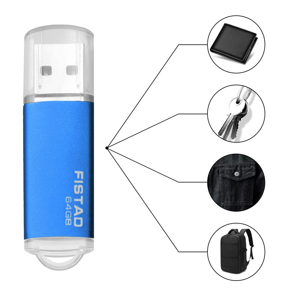 64GB USB Memory Stick USB 2.0 Flash Drive Thumb Drive Pen Drive - Blue TY-64GB-blue