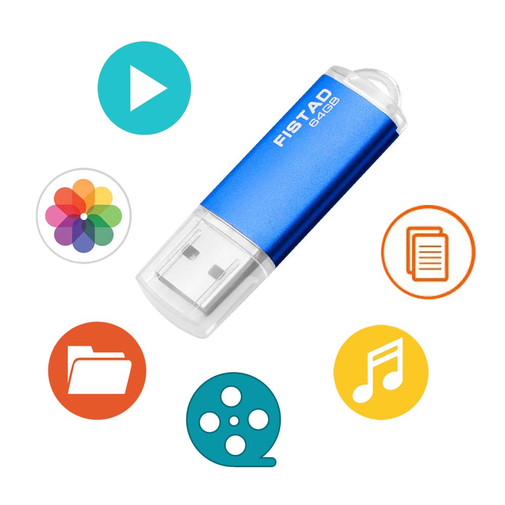 64GB USB Memory Stick USB 2.0 Flash Drive Thumb Drive Pen Drive - Blue TY-64GB-blue