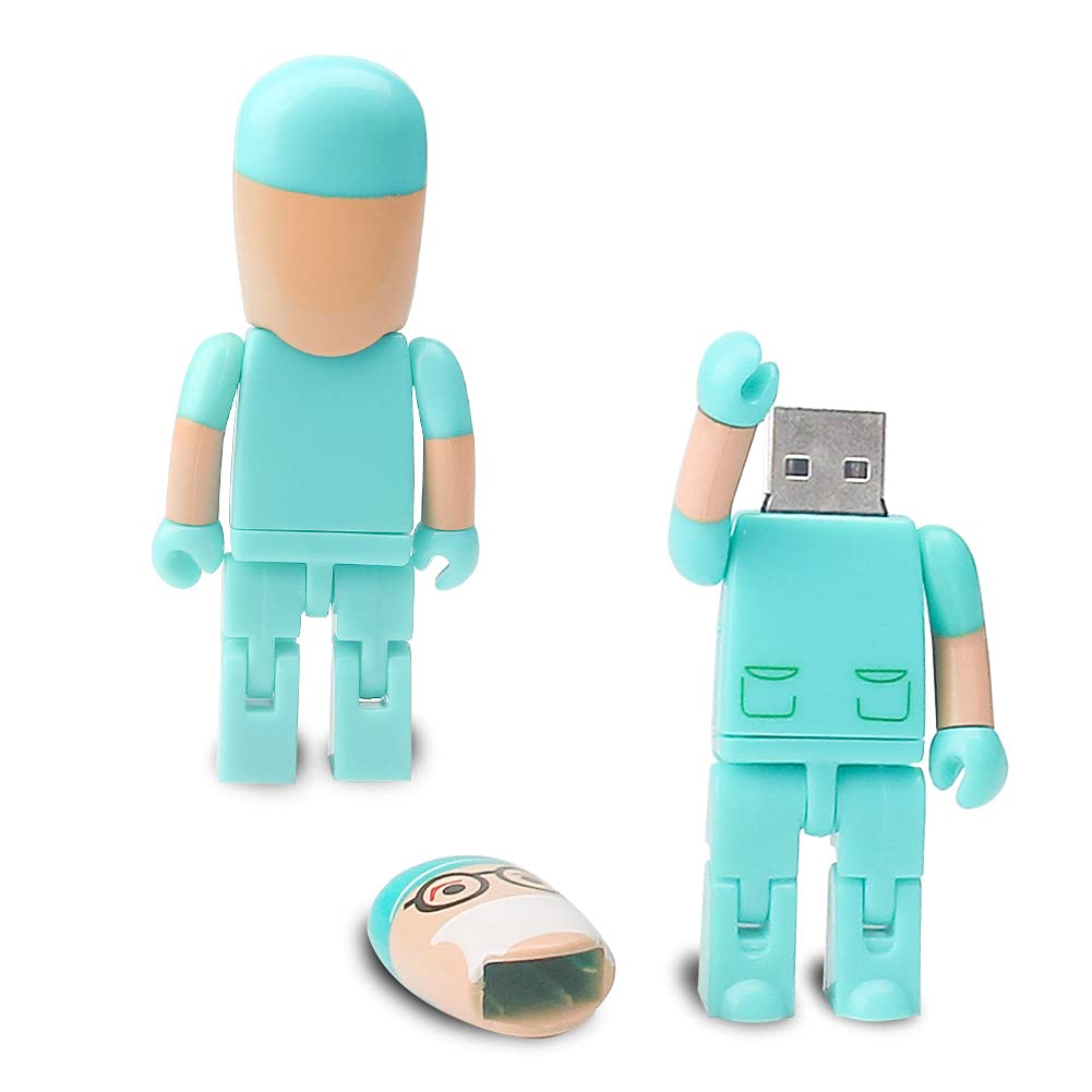 USB Flash Drive 32GB Cartoon Doctor Model USB Drives USB 2.0 Memory Stick Thumb Drive for External Data Storage, Green 32GB green doctor model