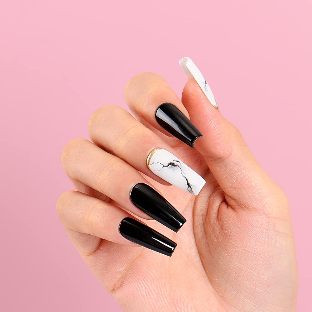 AIMEILI White Black Gel Nail Polish, 2pcs 10ml Classic Gel Polish Set Soak off UV LED Gel Nail Varnish DIY Manicure Salon Use - Long Lasting & Easy to Apply White & Black 5 ml (Pack of 2)