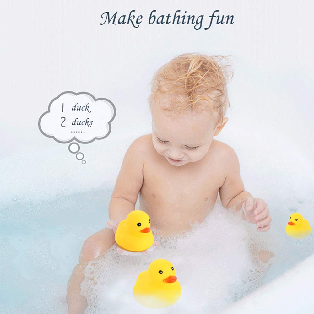 WAMSOLE 50PCS Super Mini Rubber Duck Bath Duck Toys for Toddlers Boys Girls,Squeak and Float Yellow Ducks in Bulk Baby Shower Duck Decorations Party Favors (1.6’’)