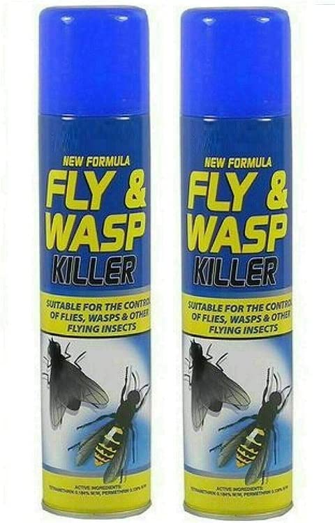 2x Fly & Wasp Flying Insect Killer Spray Advanced Formula Kills Flies Wasp Midges Mosquito Fast Acting