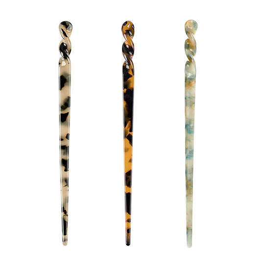 3Pcs Hair Sticks for Long Hair,7 Inch Acetate Hair Sticks Hair Pins Retro Simplicity Vintage Hair Chopstick Vintage Leopard Print for Women and Girls Bun Hairstyles Decorative Holder