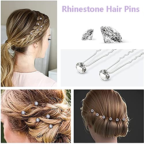 40 Pack Bridal Wedding Hair Pins Rhinestone Hair Clips Accessorie U shaped hair Clips Crystal Hair Pins Wedding Hair Accessories for Women and Girls