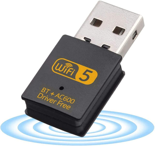 USB WiFi Bluetooth Adapter, 600mbps Wireless Wi-Fi Dongle Driver Free Dual Band 2.4G/5.8G USB Bluetooth Network Card WIFI Receiver for PC Laptop Desktop Windows XP/Vista/7/8/10