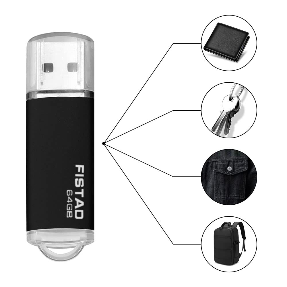 64GB USB Memory Stick USB 2.0 Flash Drive Thumb Drive Pen Drive - Black TY-64GB-black