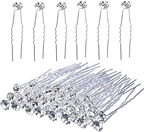 40 Pack Bridal Wedding Hair Pins Rhinestone Hair Clips Accessorie U shaped hair Clips Crystal Hair Pins Wedding Hair Accessories for Women and Girls