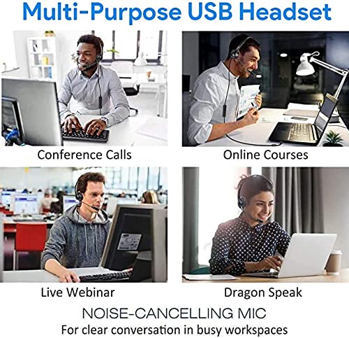 USB Headsets with Microphone, 3.5mm Jack Noise Cancelling Headset Stereo Headphone for PC, Laptop USB, Multi-Use USB Headsets Earphone for Call Center, Business Chat, Gaming, Teaching, etc