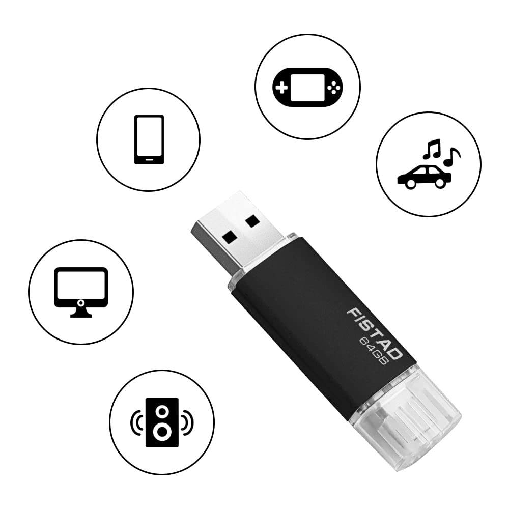 64GB USB Memory Stick USB 2.0 OTG Flash Drive Thumb Drive Pen Drive -2PS OTG-64GB-2PS