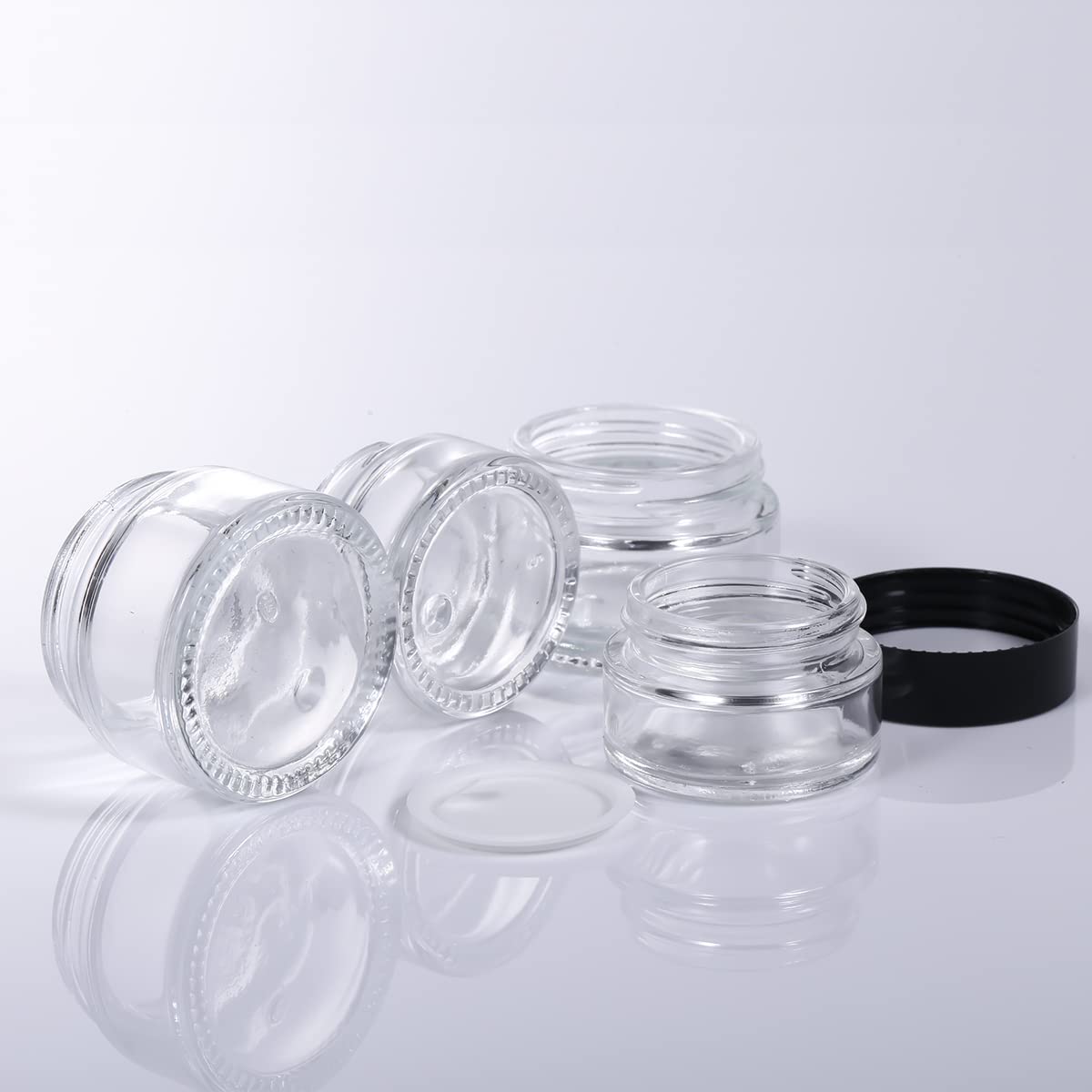 6 Pack 20ml Glass Cosmetic Jars,Empty Refillable Jars with Screw On Lids and White Liners,Cosmetic Containers Travel Cream Pots for Cosmetics,Powder,Lotion,Creams and Essential Oils 6 X 20ml