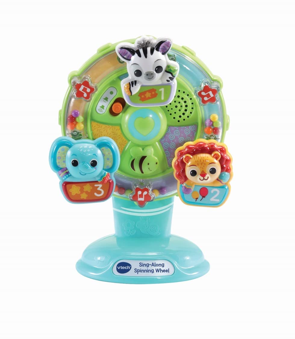 VTech Baby Sing Along Spinning Wheel, Baby Sensory Toy with Colours, Objects and Animals, Spinning Wheel Toy with Suction Cup, 6 Months +, English Version New version