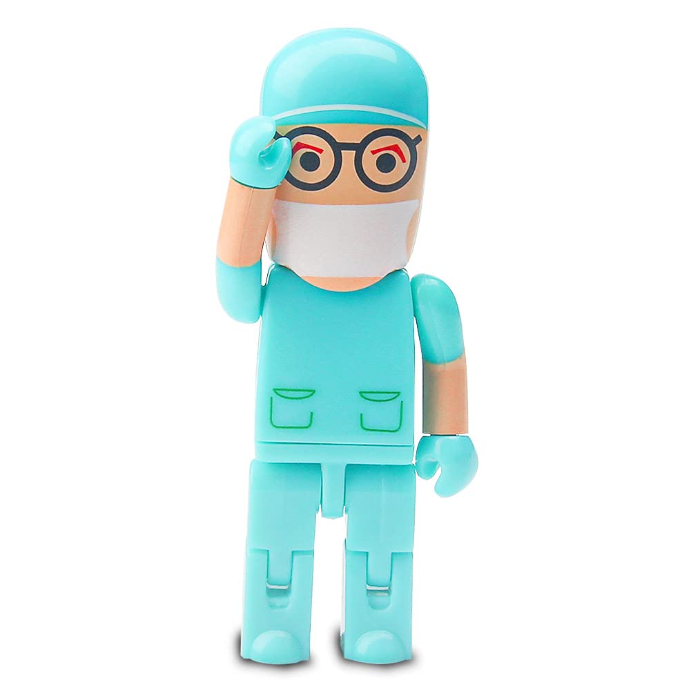 USB Flash Drive 32GB Cartoon Doctor Model USB Drives USB 2.0 Memory Stick Thumb Drive for External Data Storage, Green 32GB green doctor model