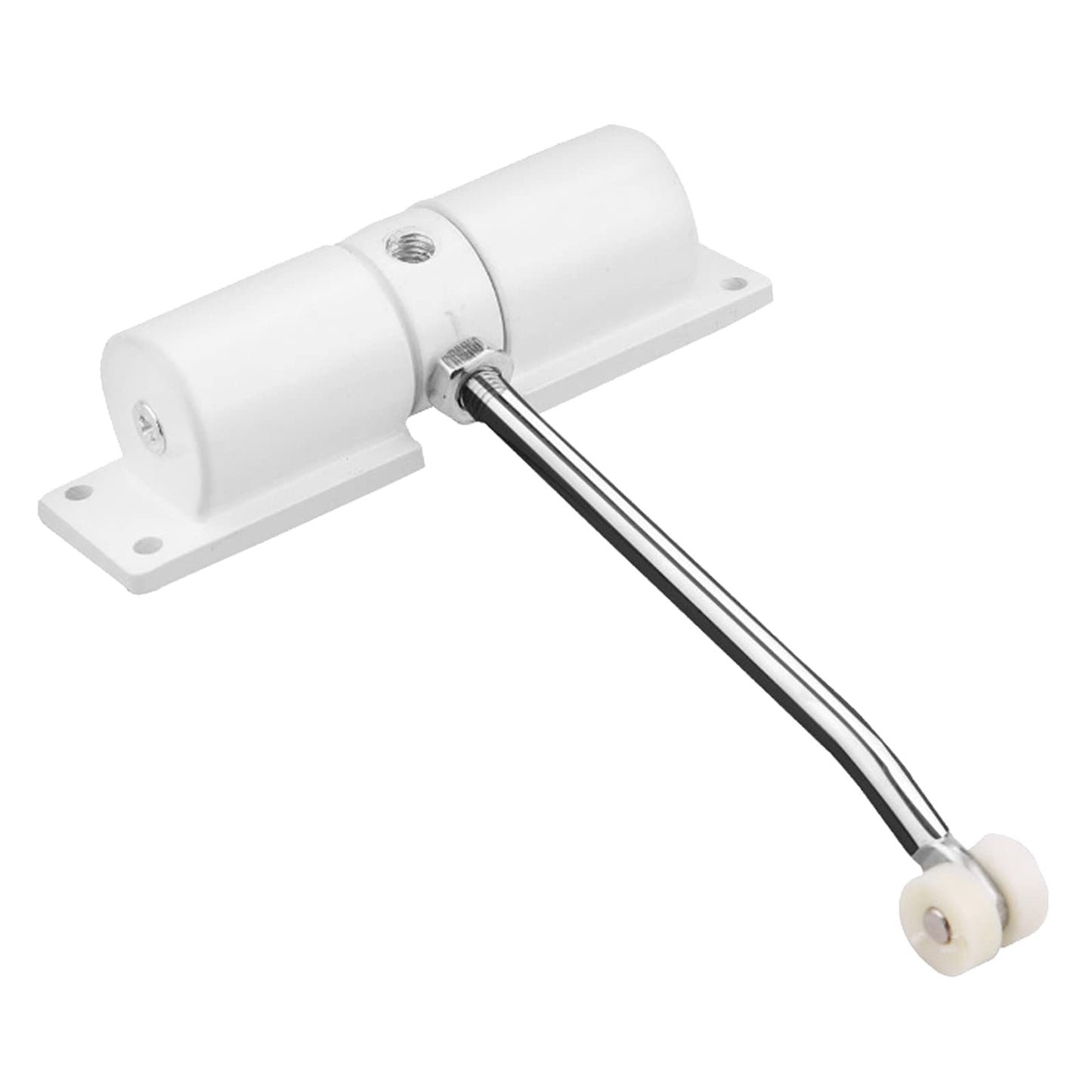 Automatic Spring Door Closer, Adjustable Door Spring Closer for Interior Door, Quiet Auto Door Closing for Door Weights 20-35kg, with Adjusting Rod and Screws (White) White