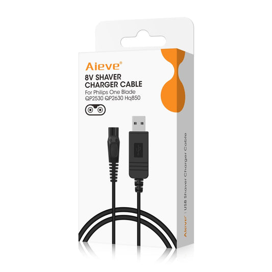 Aieve Charger for Philips One Blade QP2530 QP2630 HQ850, 8V USB Charger Charging Cable Power Cord for Philips Norelco Oneblade QP2530 QP2630 HQ850 HQ912 HQ913 HQ914 Hybrid Trimmer Shaver