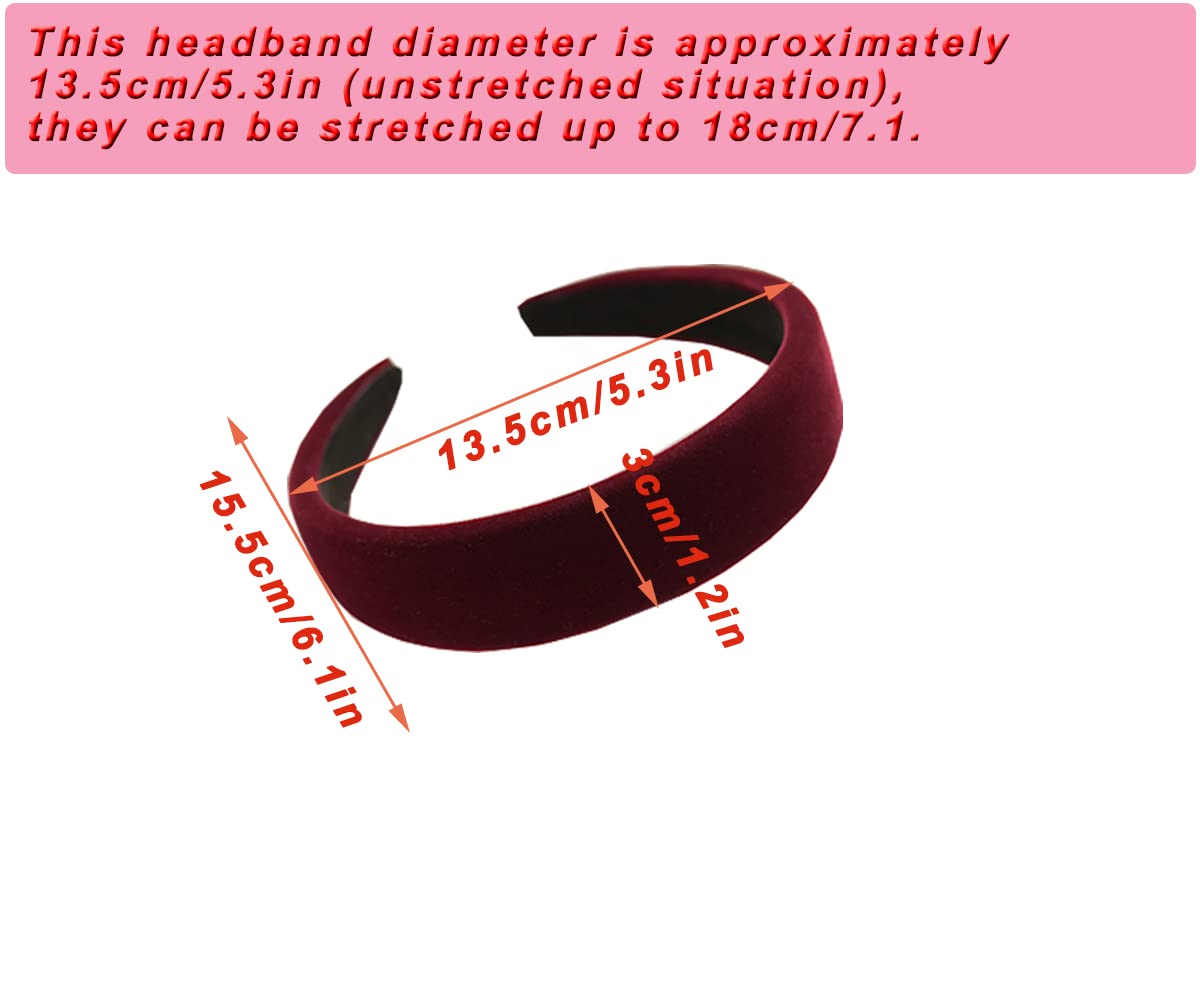 Velvet Wide Headbands for Women Soft Head Band for Women Girls Fashion No Slip Headband Hair Accessories (Black Red Green) 01-Red Green Back