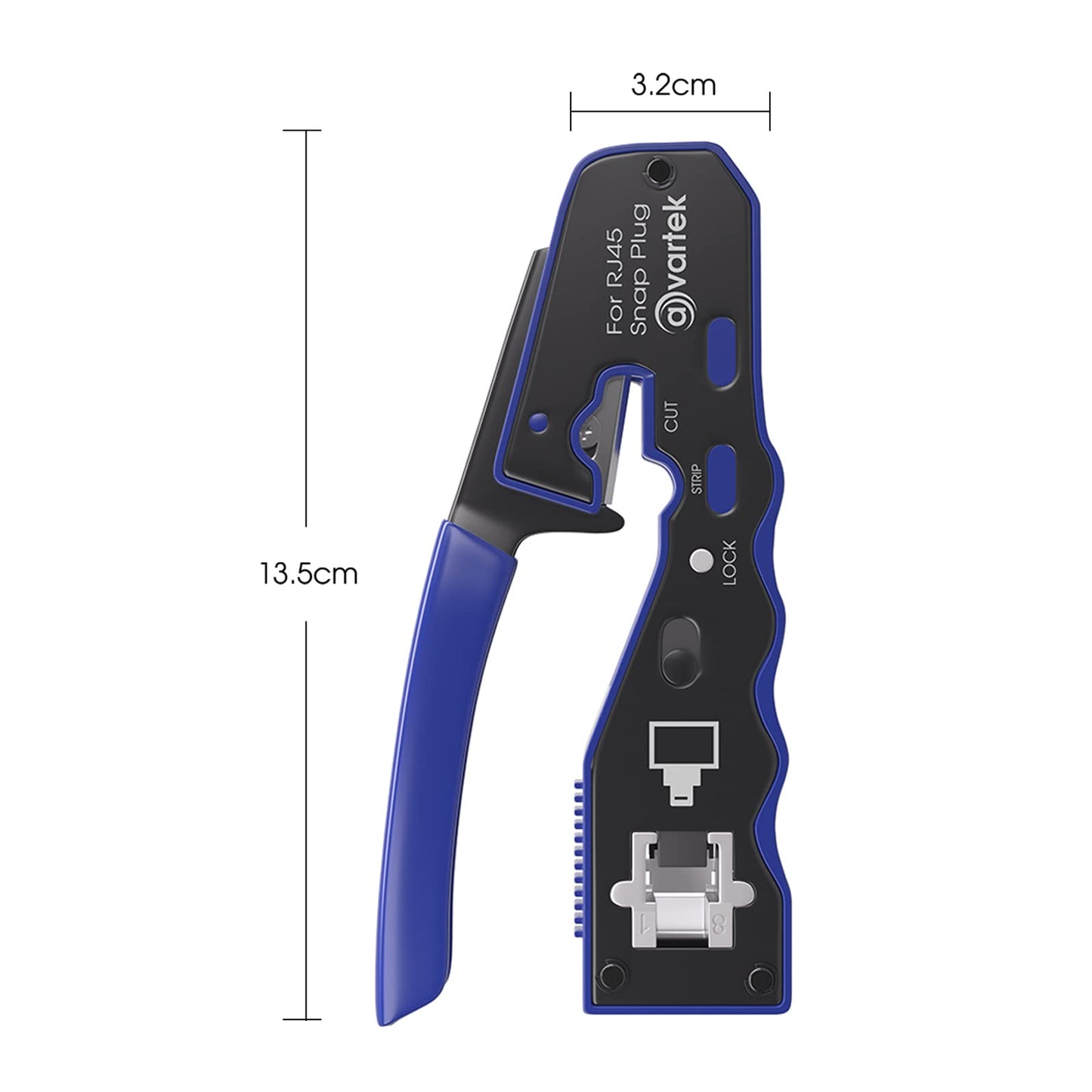 AVARTEK - Pass Through RJ45 Crimping Tool Crimper for CAT6a CAT6 CAT5e CAT5 Pass Through Connectors, Professional Ethernet Network Wire Crimper Tool