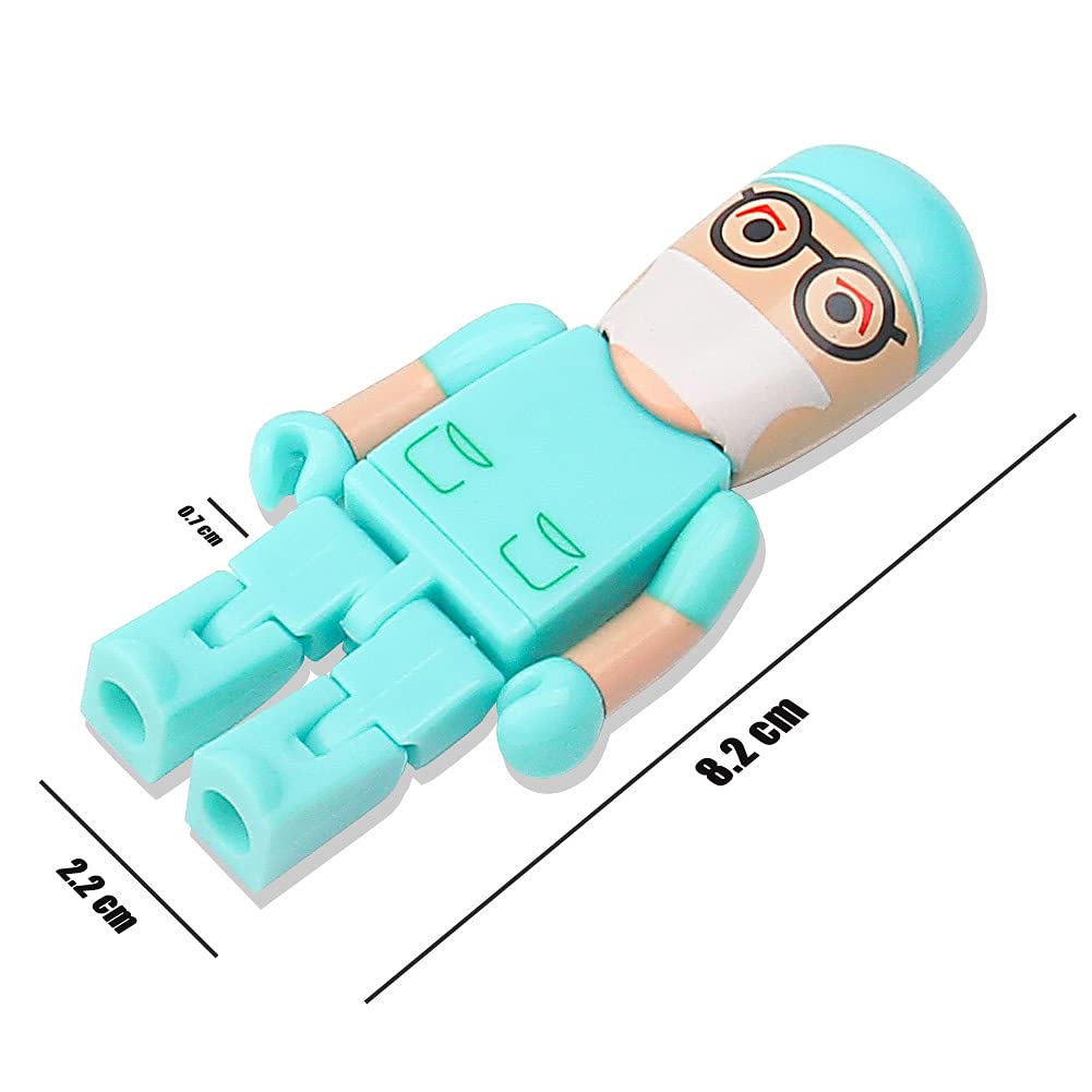 USB Flash Drive 32GB Cartoon Doctor Model USB Drives USB 2.0 Memory Stick Thumb Drive for External Data Storage, Green 32GB green doctor model