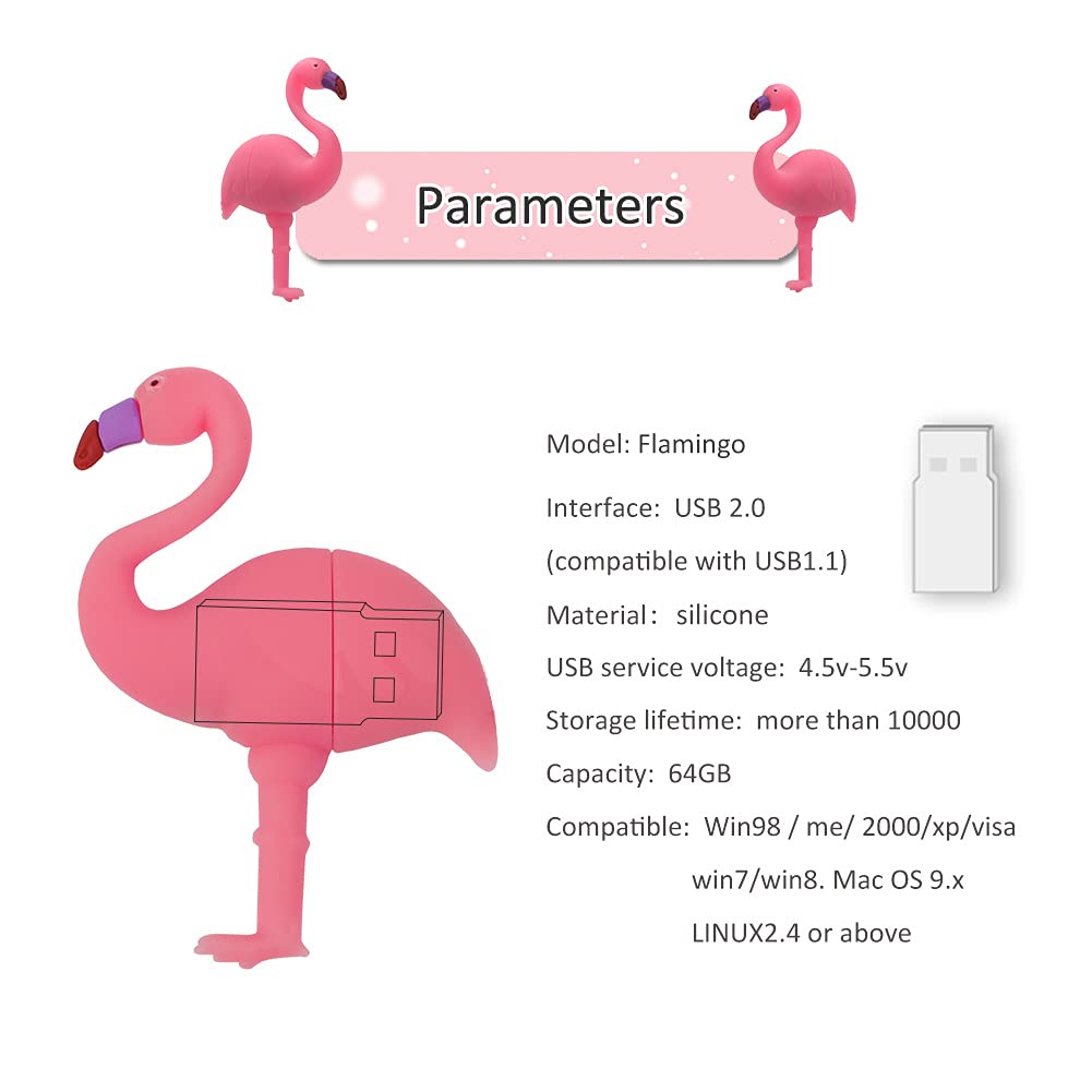 64GB Fenicottero con scatola, Pen Drive Penna USB Porta Chiavette Usb Chiave USB C Arino USB unità di memoria Regali per Bambino Amico(64GB,Fenicottero con scatola)… 64GB Flamingo with box